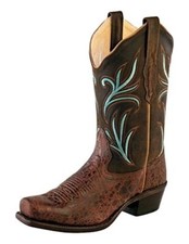 Bottes De Cuir Femme Old West 18010 Cow-Boy Western Country Boots
