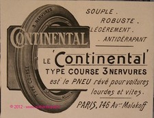 ADVERTISEMENT CONTINENTAL TYRE TYPE RACE 3 RIB 1908 TYRES AD PUB