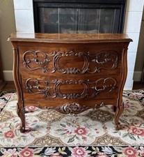 Italian Louis XV Carved Walnut Commode or Bombay Chest of Drawers