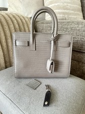 Excellent Saint Laurent Nano Sac de Jour Crocodile Embossed Leather Bag w Strap