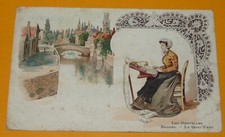 CPA CARTE POSTALE CHROMO 1910 LES DENTELLES BELGIQUE BRUGES LE QUAI VERT