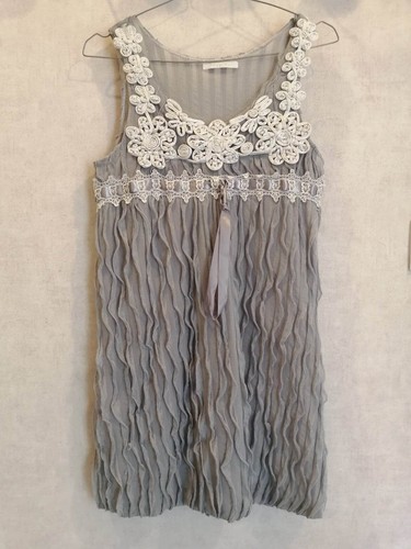 Robe tunique grise - , dentelle