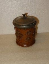 ANCIEN POT A TABAC GRES DU BEAUVAISIS ET COUVERVLE EN ETAIN FIN 19 ème DEBUT 20è