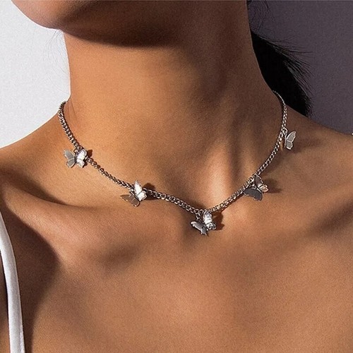Collier papillons argent