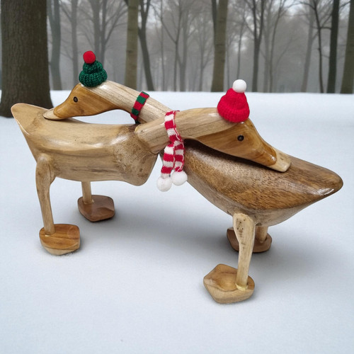 Décor canards bois hiver - canards,