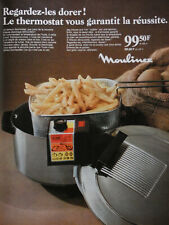 1968 MOULINEX ELECTRIC FRYER PRESS AD WITH THERMOSTAT