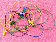 câble cordon bleu + vert + jaune 100cm 1m fiche banane 2mm Radiall + repiquage