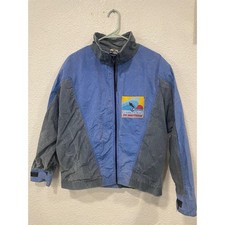 Correct Craft Ski Nautique Mens Large Blue Grey Windbreaker Full Zip Vintage
