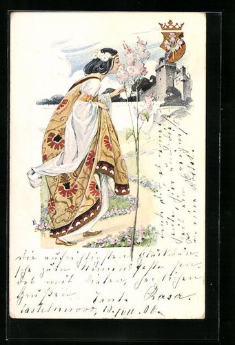 Carte postale demoiselle - , en
