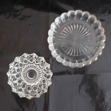 2 Handmade Art Nouveau Deco Crystal Glass Ashtray Cups PN France N2868