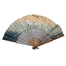 Éventail ancien décor grues