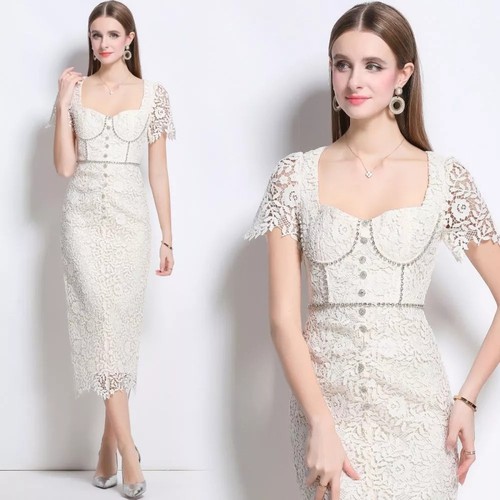Robe blanche dentelle - robe,