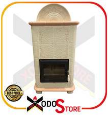 Poêle à Bois Céramique Beige Fleurs Pêche PATERNO STUBE 4 12 Kw