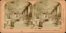 Sweden, Stockholm, Red Salon of the Royal Palace, vintage print, ca.1890, stereo Ti