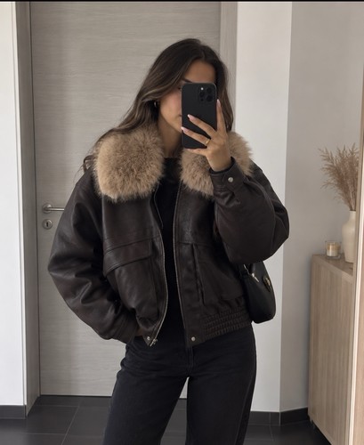Veste femme faux cuir - marron, s