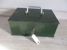 OLD SMALL CHEST, IRON SAFE WITH KEY 