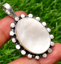 Pendentif bijou en argent sterling 925 fait main avec pierre précieuse nacre ...