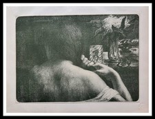 Jules FLANDRIN : La chevelure, Estampe moderne, Lithographie originale 1898