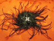 Antique BLACK SWAN HAT PLUMASSERY ORNAMENT & STAR RHINESTONE pink