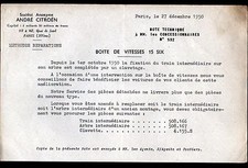 CITROEN CAR DEALER gearbox "TECHNICAL NOTE N°532" 1950