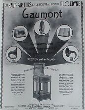 ADVERTISEMENT GAUMONT SPEAKER POST ELGEDYNE ELGEVOX LOTUS 1927 FRENCH AD