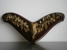 ANTIQUE 19°s GOLD BRONZE MAHOGANY UTENSIL HOLDER VINE DECOR HARVEST FUNCTION?