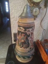 SUPERBE ancien PICHET A BIERE béer en grès objet vitrine pinte verre glace chope