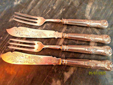 ODIOT: TWO SILVER FISH CUTLERY 950 CHISELS AND MONOGRAMS EMPIRE STYLE