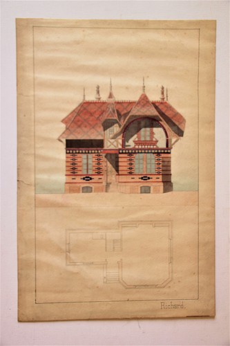 Ancien plan architecte une - ancien, d'architecte