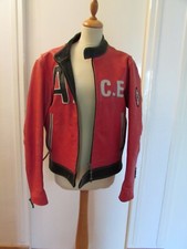 blouson vintage motard cuir rouge teddy smith taille M