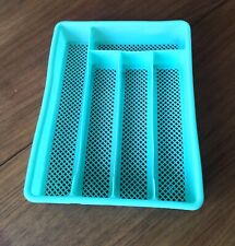Vintage or Antique Plastic Blue-Green 5 Compartment Cutlery Rack 1960s