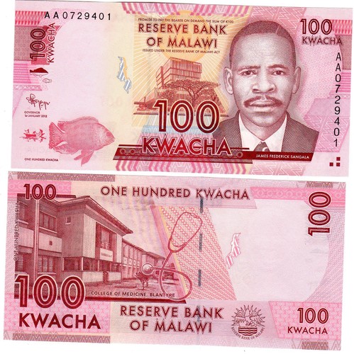 Malawi billet 100 - kwacha, 2012