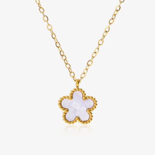 Chaîne pendentif fleur nacre - pendentif,