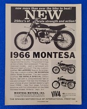 1966 MONTESA MOTORCYCLE  PRINT AD 250cc SCORPION, LACROSS, IMPALA SPECIAL SPORTS