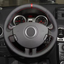 Black+Red Stitch Steering Wheel LEATHER Cover For Renault Clio 3 RS 2005-2013