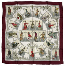 Hermes Scarf "La Tenue de Venerie" C.J.Hallo RARE VINTAGE 1964 CARRE FOULARD