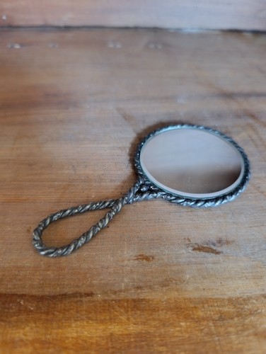 Miroir main rond métal - main,