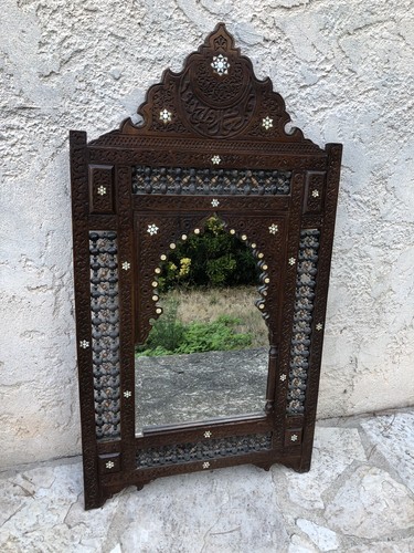 Grand miroir syrien bois - en,