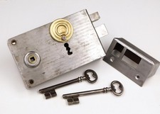 Antique Door Lock + 2 Keys, Works Perfectly, Overhauled and Greased