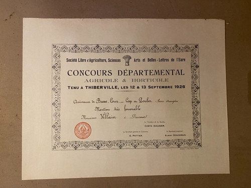 Diplôme certificat 1926 - diplôme,