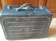 Militaria: valise bleue Marine Nationale Française Métal, embossage logo ancre