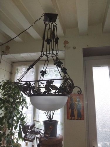 Ancien lustre fer forgé - ancien, en