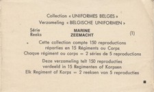 25-11A) FASCETTA PER CARTOLINE UNIFORMI BELGHE MARINE ZEEMACHT UNIFORMES BELGES