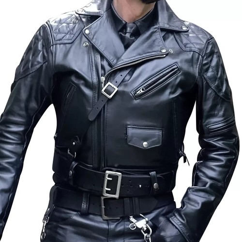 Veste moto cuir - en,