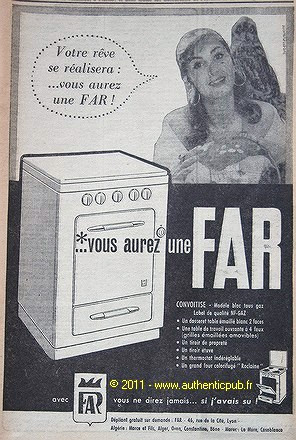 Publicite 1958 far - far, cuisiniere