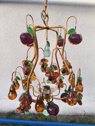 Lustre cage fruits en verre - ,