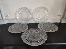 5 assiettes à dessert en verre vintage