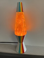 14.5” Original Schylling Lave Lamp Beach Bum Stripe Base & Cap Orange Wax 