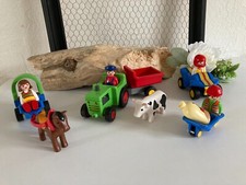 AV7⚜️Lot de Véhicules Playmobil 123 Tracteur Avec Remorque Quad Ouvrier Brouette