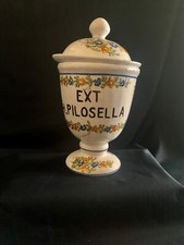 Pot à pharmacie, EXT H. PILOSELLA, Moustiers,  signé,  guirlandes de fleurs.